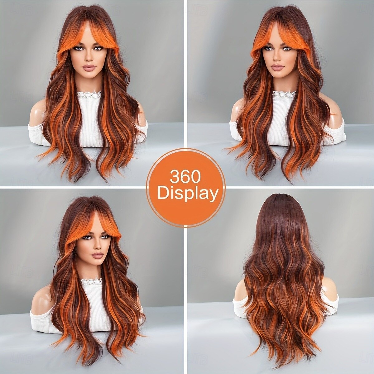 Long Loose Curly Wig - Heat Resistant Synthetic Hair Middle Part Curtain Bangs Beginner Friendly Music Festival Inspired - Premium Quality Easy to S 2025 - GBP £15 –P8
