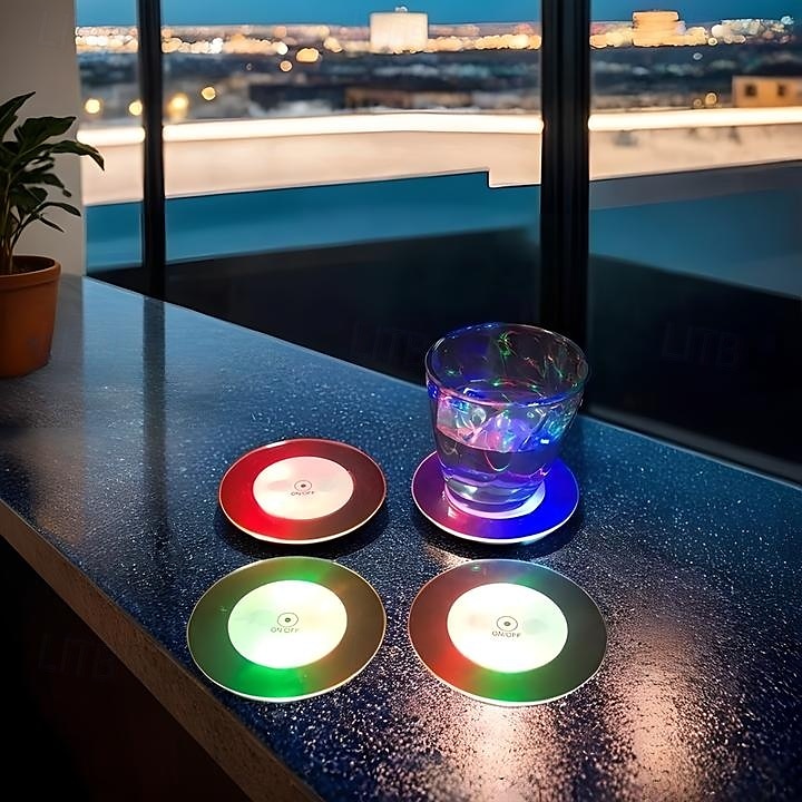 LED Cocktail Coaster Round Ultra-Thin LED Drink Coaster Luminous Coaster Non-Slip & Waterproof Transparent Beer Beverage Coasters for Club Party Wedding Christmas 1pc 2025 - $9.99 –P8