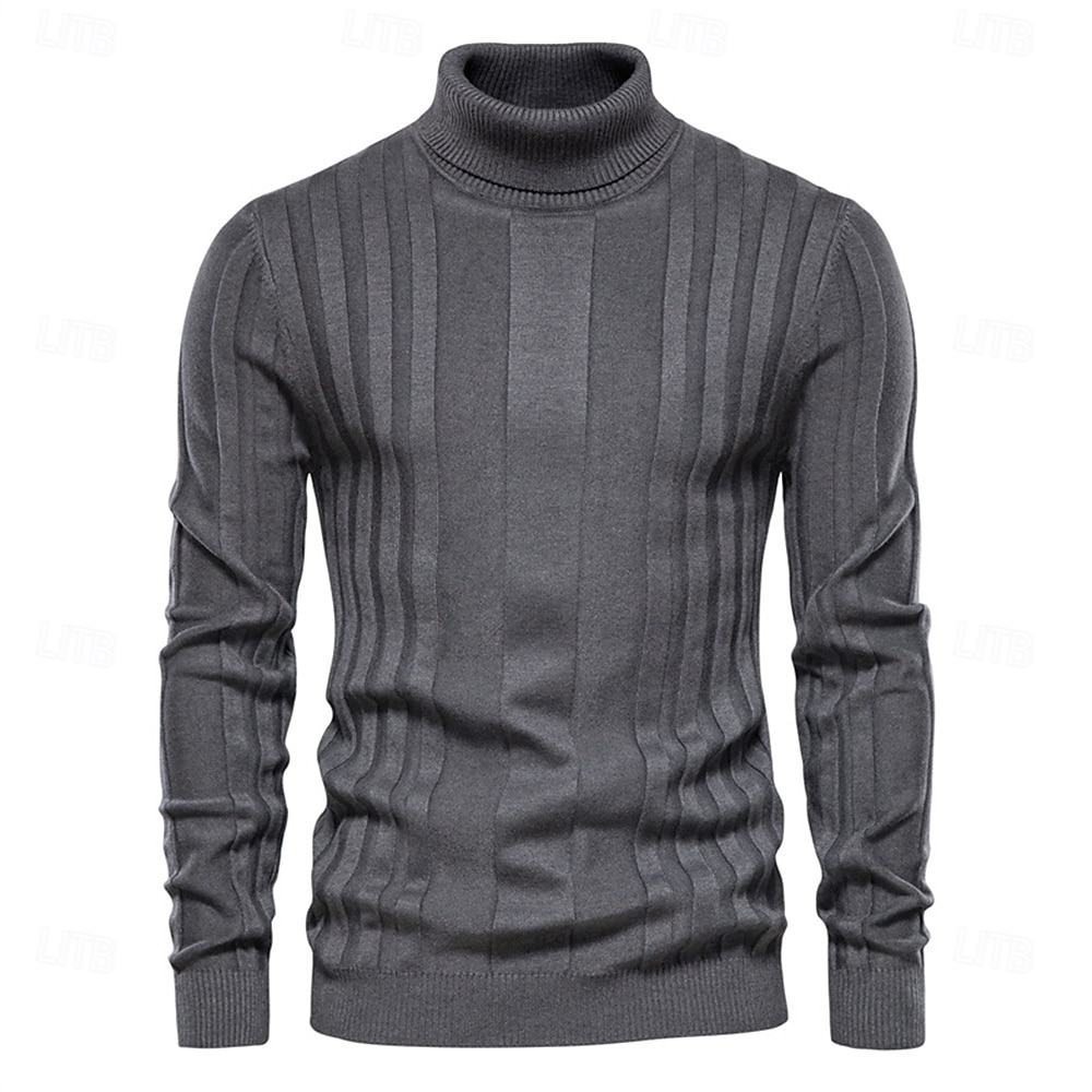 Männlich Rollkragenpulli Pullover Zur Seite fahren Stricken Standard Solide / einfarbig Rollkragen Brautkleider schlicht Casual Bekleidung Winter Herbst Winter Schwarz Gelb S M L 2025 - $32.99 –P1