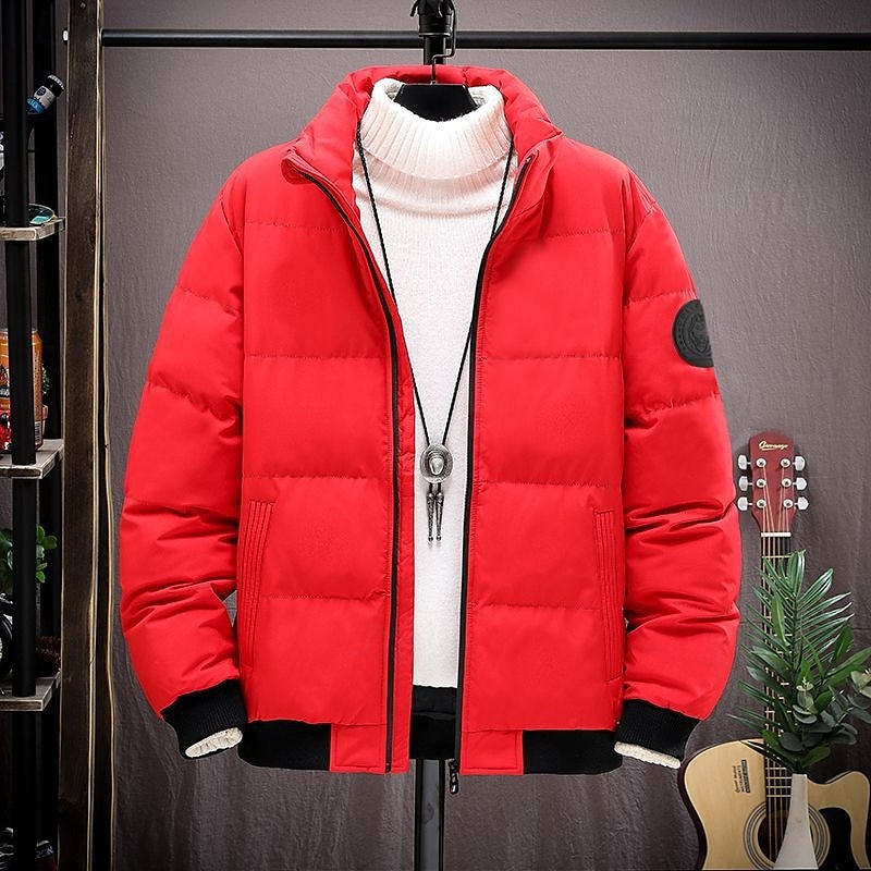 Hombre Abrigo de invierno Chaqueta acolchada Bolsillo Poliéster Ropa Cotidiana Cita Vacaciones Regular Moda Casual Cómodo Mantiene abrigado Otoño invierno Bloque de color Negro Rojo Verde Ejército 2025 - $29.99 –P6