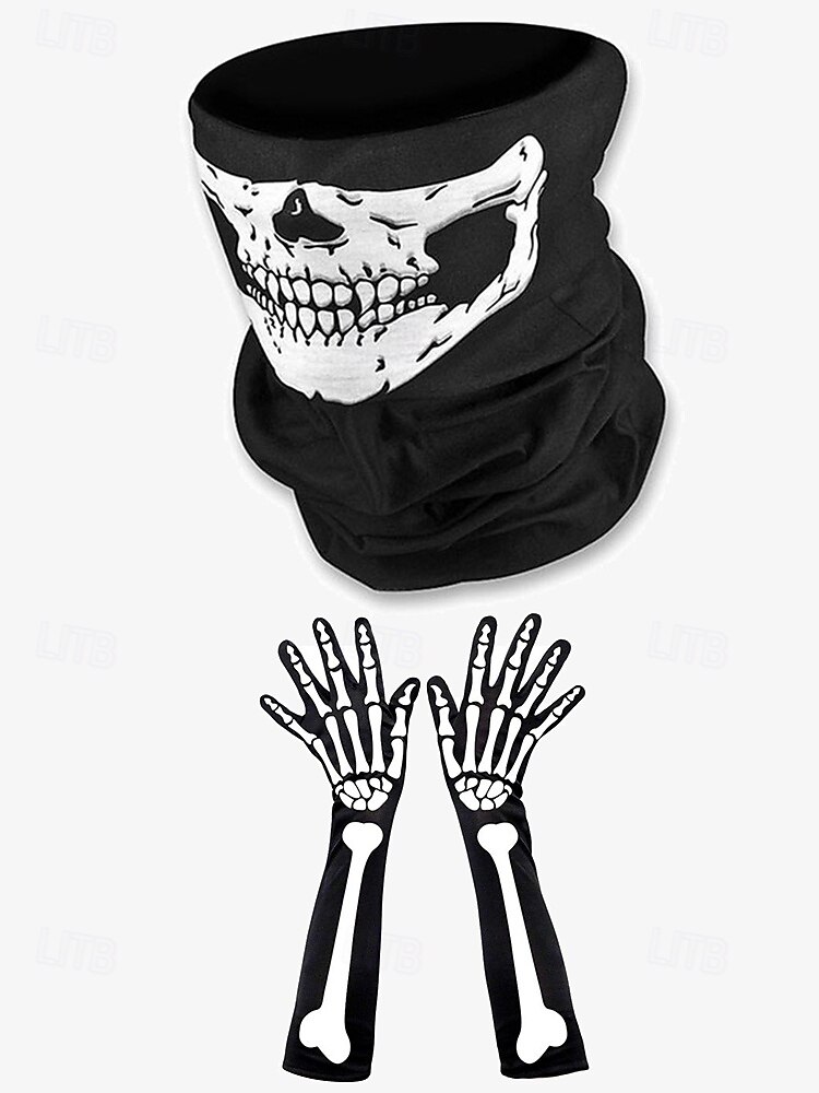 luurankopukutarvikesarja – kallonaamio ja luurankokäsineet, jotka sopivat täydellisesti halloweeniin, cosplayiin ja teemajuhliin 2025 - $8.99 –P4