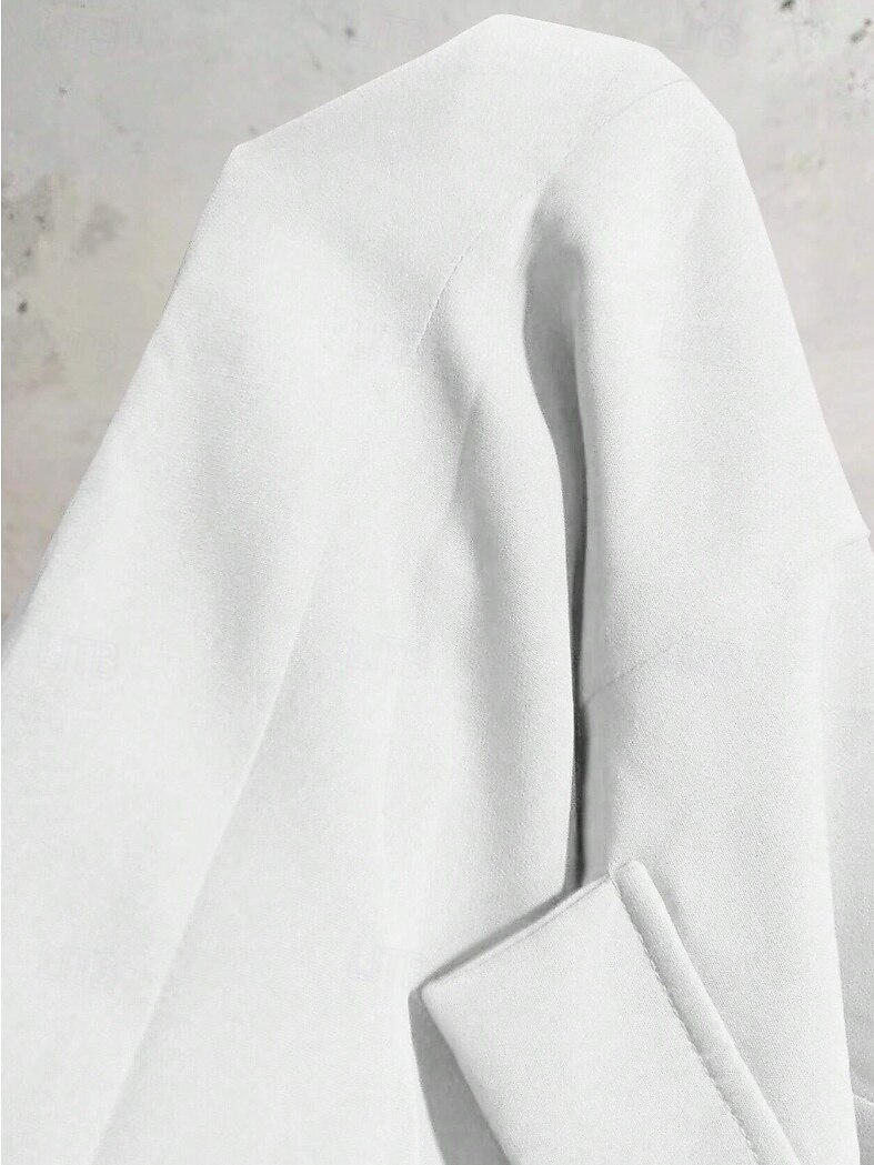 Femme Haussements d'épaules Couleur unie Elégant manche longue Col de Chemise Travail du quotidien Poche Blanche Printemps Automne Hiver de 2025 ? $52.99 –P3