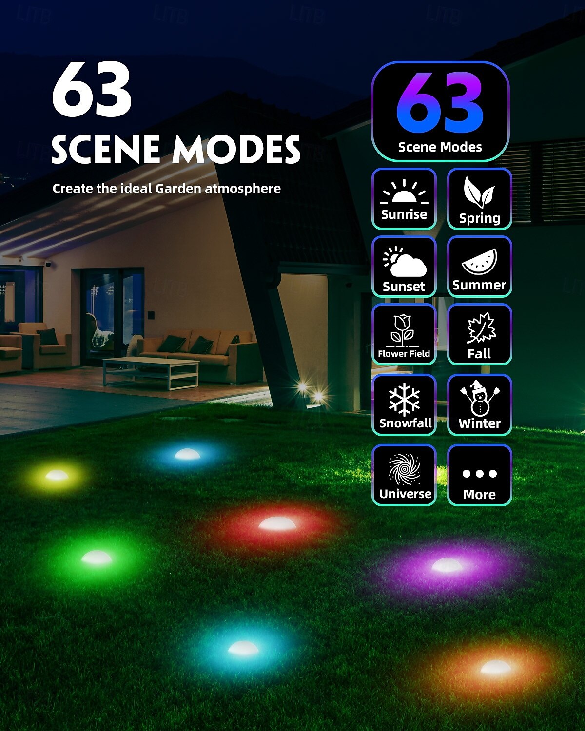 LED Slimme Licht Zonnebuiten Grondstekkerlamp IP68 Waterdichte 5050 LED Bloem RGB Regenboog lichtsnoer voor Binnenplaats Tuin Gazon Festival Huwelijk Feest Sfeerversiering 2025 - $37.99 –P6