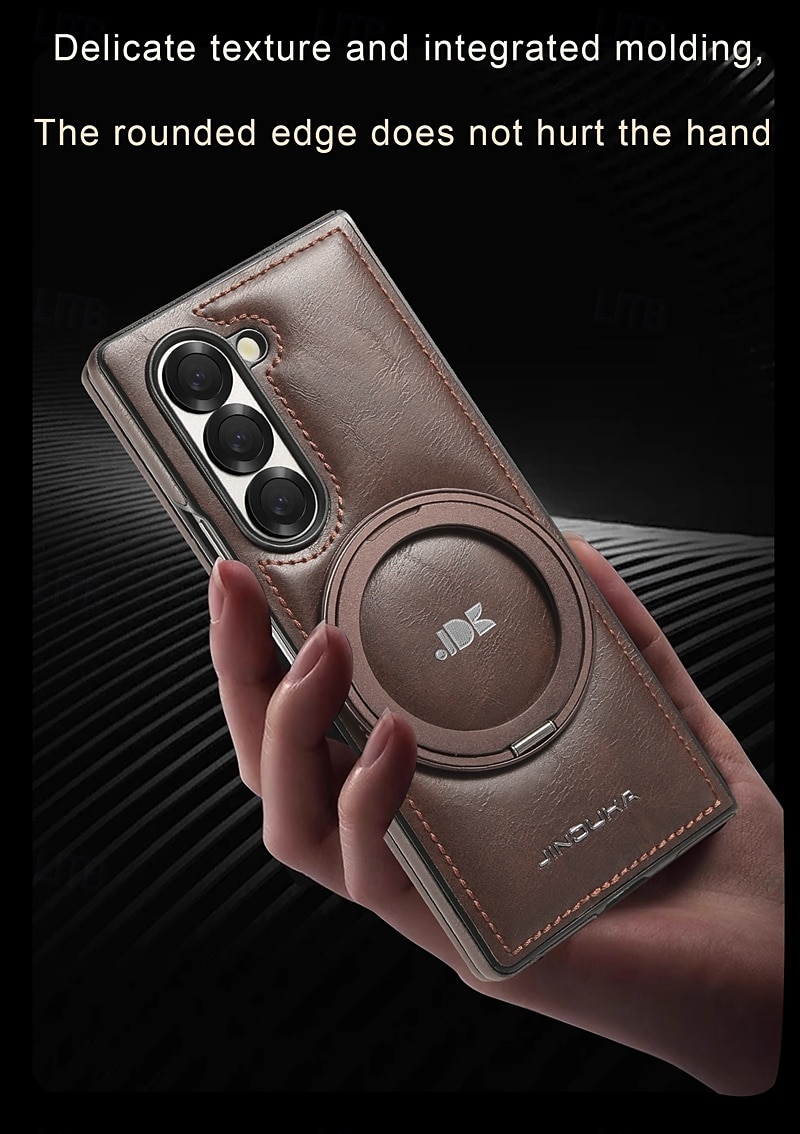 Phone Case For Samsung Galaxy Z Fold 6 Z Fold 5 Z Fold 4 Z Fold 3 Back Cover with Stand Holder Support Wireless Charging Shockproof Retro TPU PU Leather 2025 - $29.99 –P10