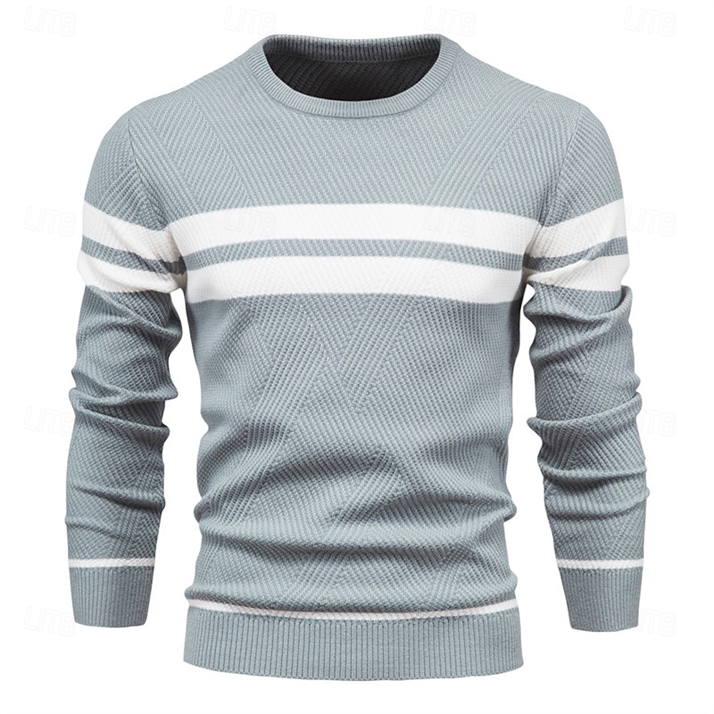 nieuwe herfsttrui herentrui o-hals patchwork lange mouw warme slanke truien heren casual mode trui herenkleding 2025 - $26.99 –P1