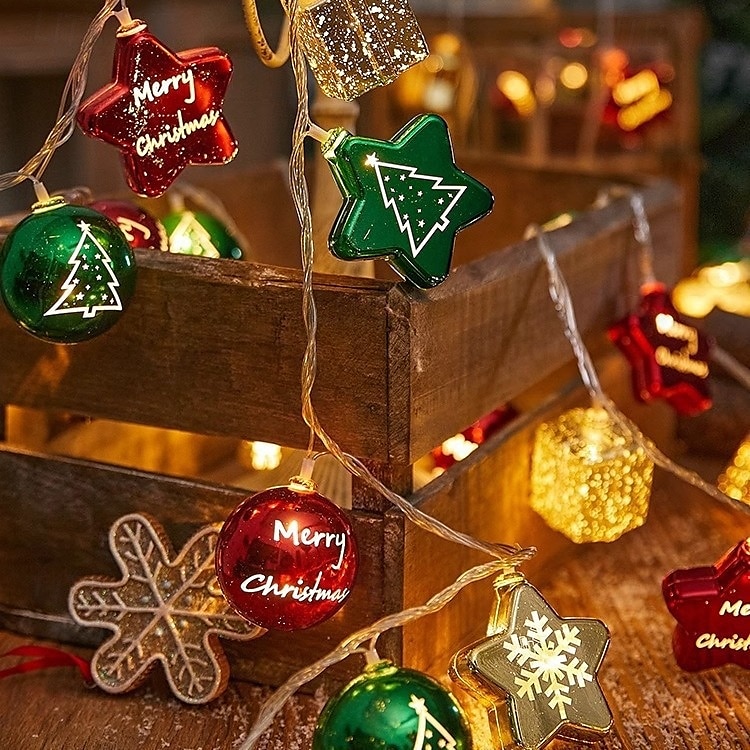 Guirnalda de luces LED de Navidad con forma de estrella, 1,5 m, 10 ledes, funciona con pilas, para árbol de Navidad, bolas redondas, para Navidad, Año Nuevo, bodas, fiestas, hogar, ventana, jardín, 2025 - $12.49 –P8