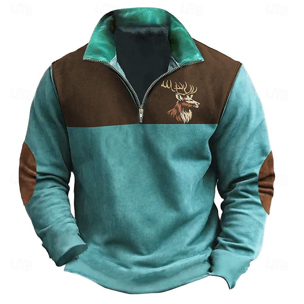 Homme Vache Chasse Sweat-shirts Sweat-shirt quart de fermeture éclair manche longue Sweat-shirt Demi-zip Vintage Rétro Cowboy Western 3D effet Chasse Demi-zip Hiver Printemps & Automne de 2026 ? $32.99 –P5