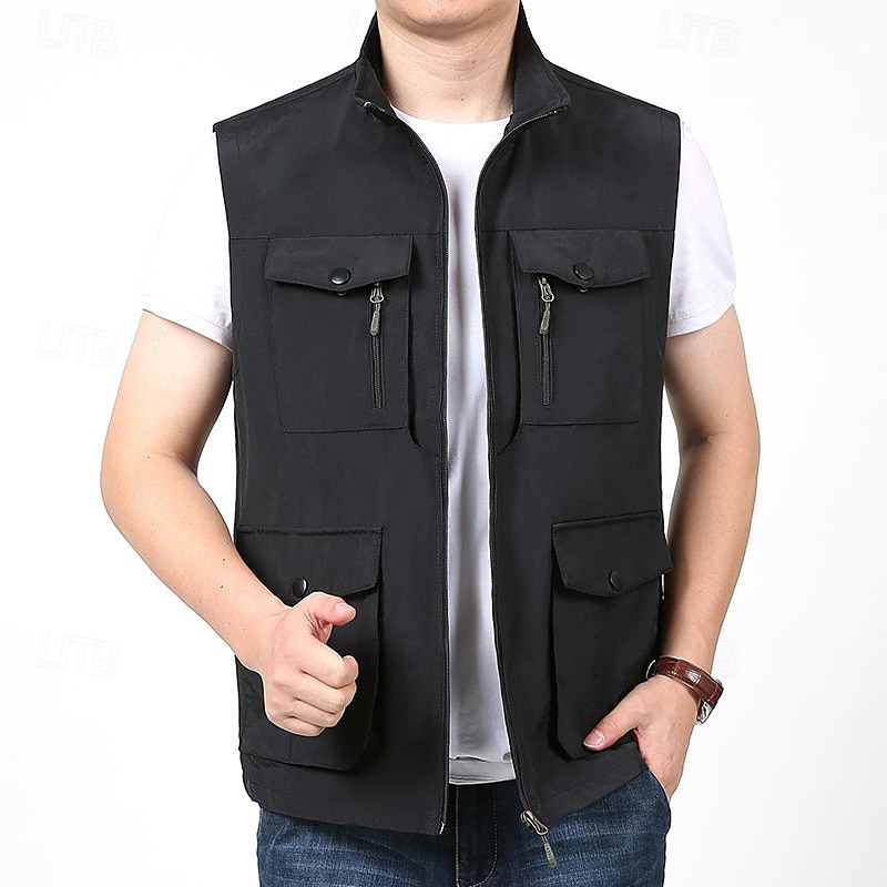 Herren Weste für Wanderer Wander-Fleeceweste Ärmellos Weste Außen Atmungsaktiv Komfortabel Tasche Polyester Schwarz Armeegrün Khaki Jagd Angeln Klettern 2025 - $34.99 –P12