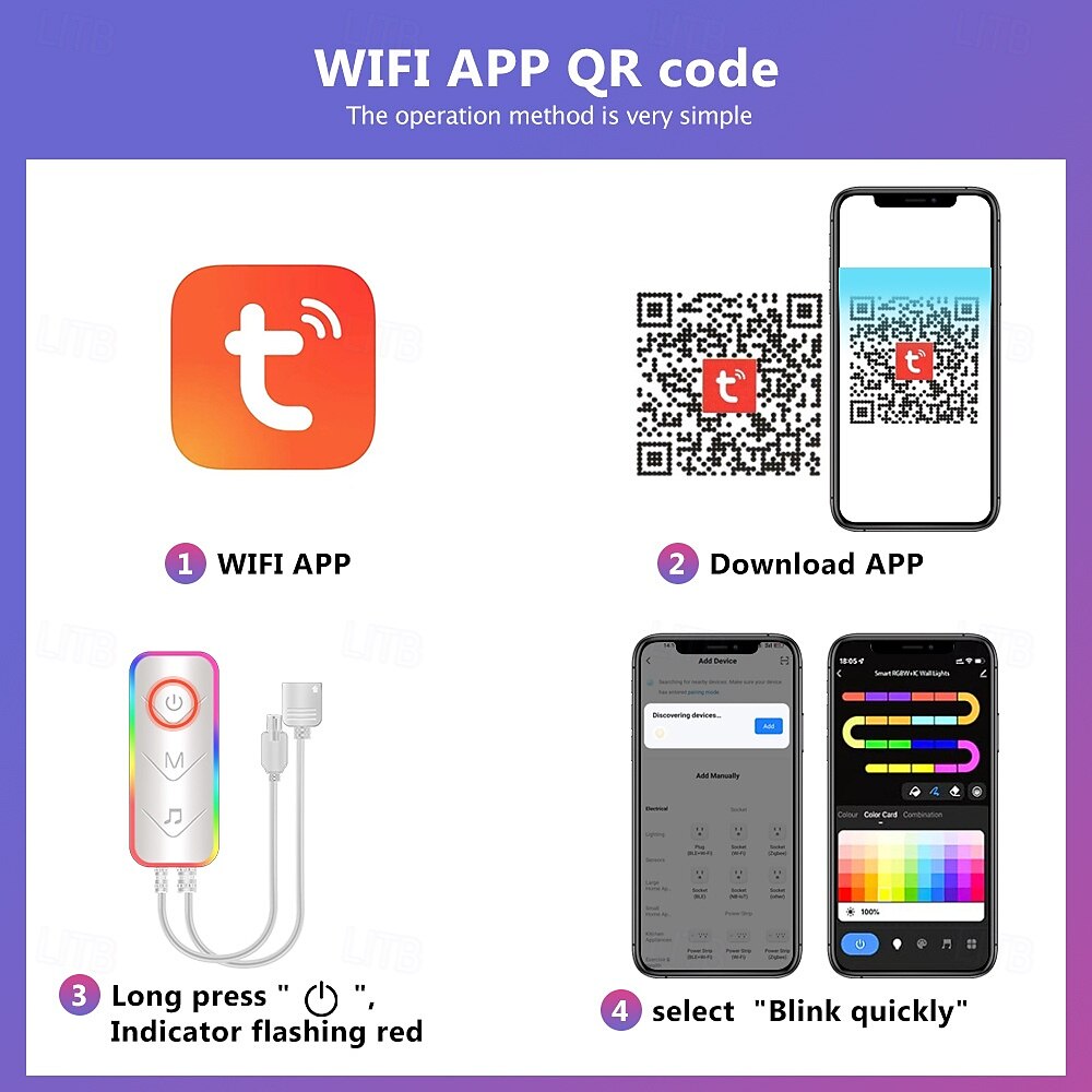 Смарт-светодиодная лампа LED Tuya Смарт Wifi Цветная Сплайсированная лампа DIY Настенный атмосферный свет Wireless Bluetooth LED Креативная лампа с квантовым светом с индукцией 6/9/12 штук 2025 - $115.99 –P11