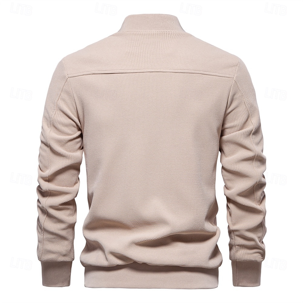 Hombre Chaqueta tipo gofre Chaqueta casual Casual Diario Sexy Primavera & Otoño Color sólido/liso Casual Cuello Mao Regular Albaricoque Negro Verde Claro Caqui Verde Ejército Chaquetas 2025 - $74.99 –P2