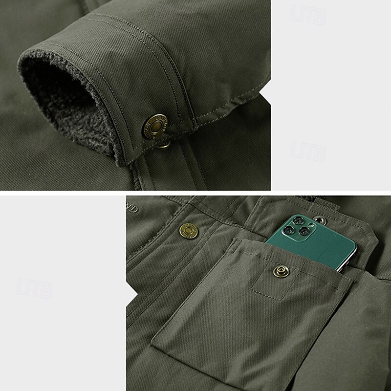 Herren Wanderjacke Fleecejacke für Wanderer Draussen warm Fleece-Futter Windbreaker-Jacke Reisen Armeegrün Khaki Dunkelblau 2025 - $56.99 –P8