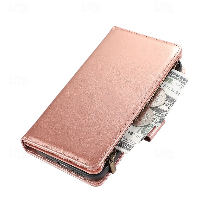 Phone Case For iPhone 16 Pro Max Plus iPhone 15 Pro Max Plus iPhone 14 13 12 11 Pro Max Mini SE X XR XS Max 8 7 Plus Back Cover with Stand Holder Zipper with Wrist Strap Retro TPU PU Leather 2025 - $17.99 –P4