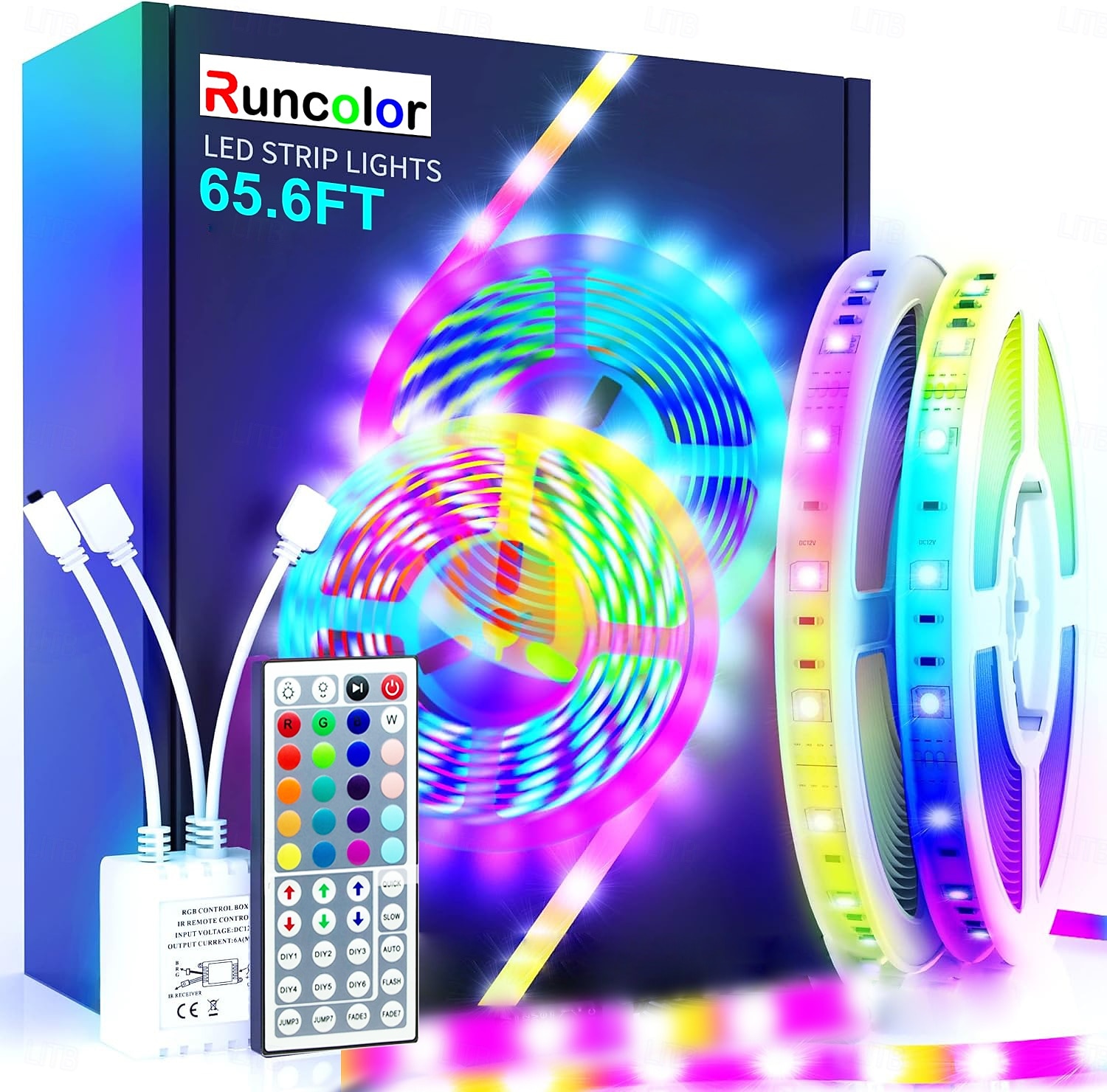 20 м 65 футов светодиодная лента rgb smd 5050 водонепроницаемая ip65 гибкая с контроллером ir 44 для телевизора, спальни, дома, украшения, 360 светодиодов, 10 мм, 2x32,8 фута 2025 - $45.99 –P12