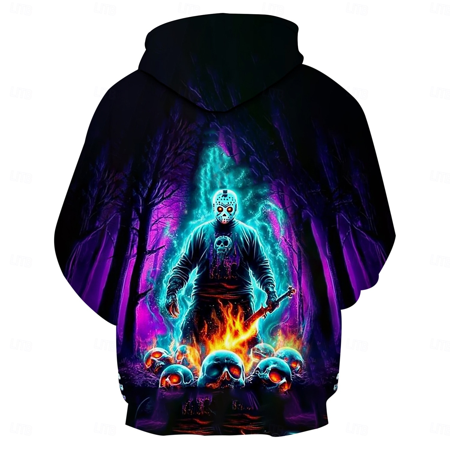 Morder Jason Voorhees Hattetrøje Pullover Halloween 3D Graphic Til Par Herre Dame Voksne Halloween Karneval Maskerade 3D-utskrift Fest Fritid / hverdag 2025 - $24.99 –P3