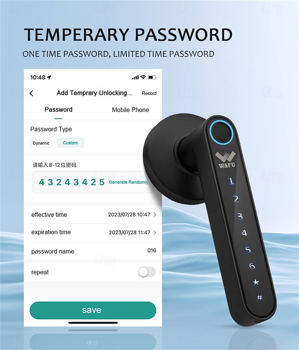 WAFU WF-016 Smart Biometric Fingerprint Door Lock Smart Bluetooth Password Handle Lock APP Unlock Keyless Entry  USB Battery 2025 - $127.99 –P5