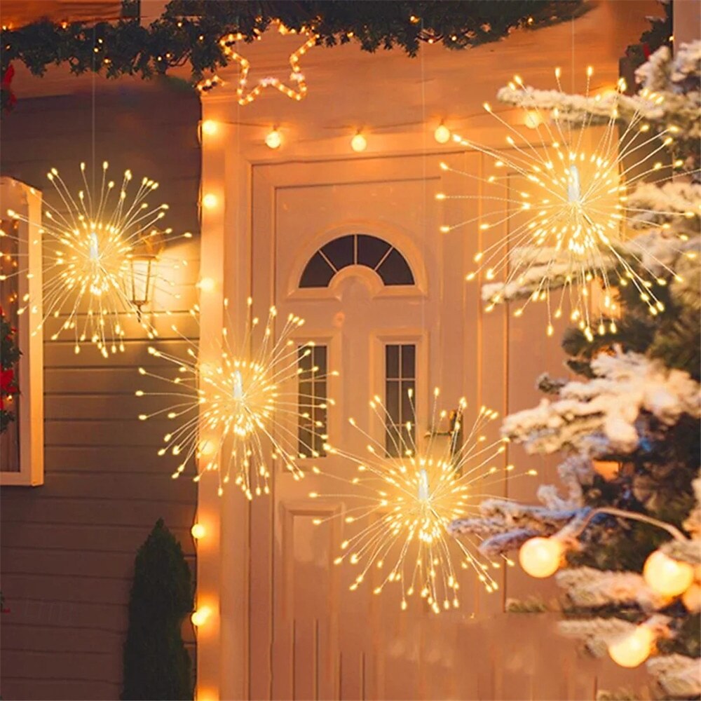600 diod led wiszące fajerwerki 5 w 1 gwiazda łańcuch świetlny łączone zewnętrzne świąteczne girlandy do ogrodowego bistro wystrój imprezy 2025 - GBP £31 –P3