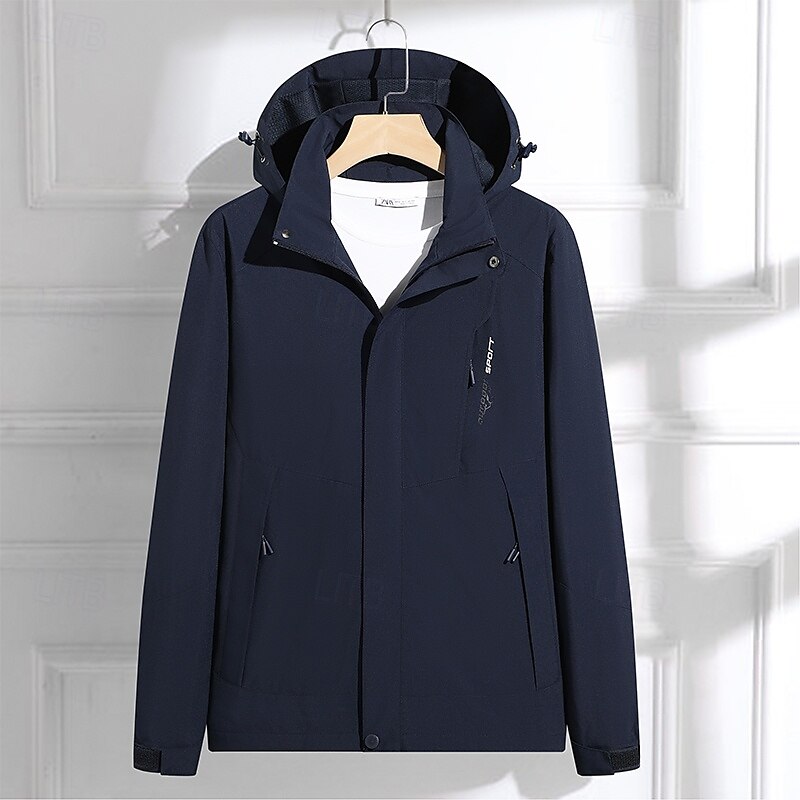 Men's Hoodie Jacket Outdoor Jacket Hiking Jacket Winter Outdoor Waterproof Breathable Soft Detachable Cap Jacket Full Length Visible Zipper Fishing Climbing Beach Dark Brown Dark Grey Navy Black Ivory 2025 - $48.99 –P7