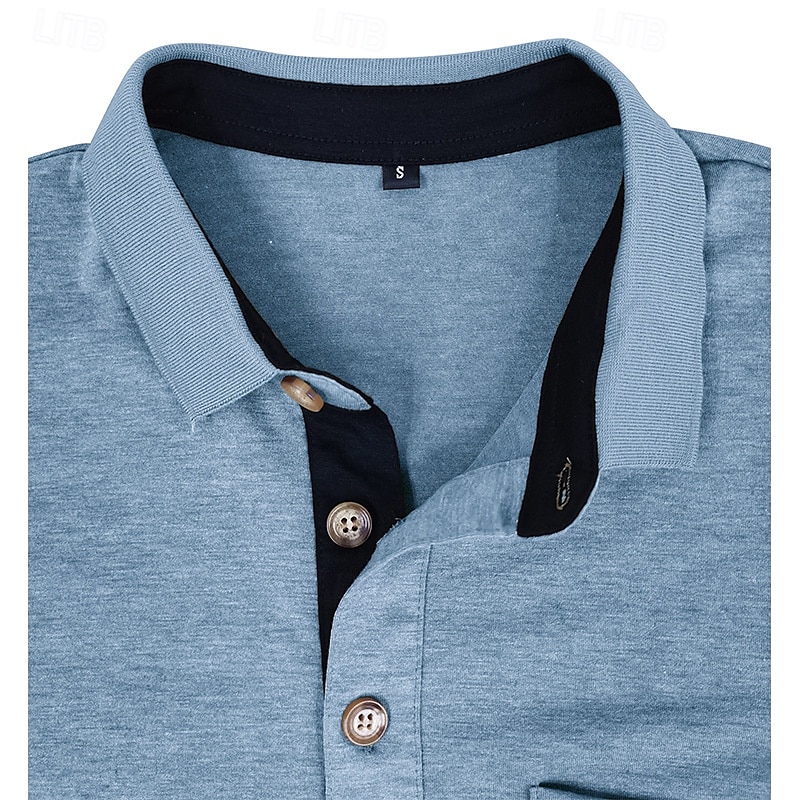 Herr POLO Shirt Golftröja Ledigt Sport Kavajslag Långärmad Mode Grundläggande Ensfärgat Knapp Vår & Höst Normal Ljusblå Militärgrön Mörkgrå Sjöblå Retroröd Aprikos POLO Shirt 2025 - $22.99 –P5