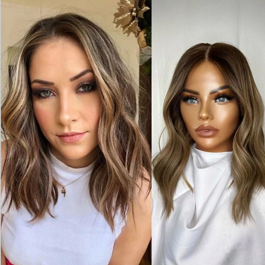 Remy mensenhaar 4x13 Sluiting Pruik Korte bob Braziliaans haar Golvend Meerkleurig Pruik 130% 150% Haardichtheid Haar met highlights / balayage Natuurlijke haarlijn 100% Maagd lijmloze Pre-geplukt 2025 - $296.19 –P1