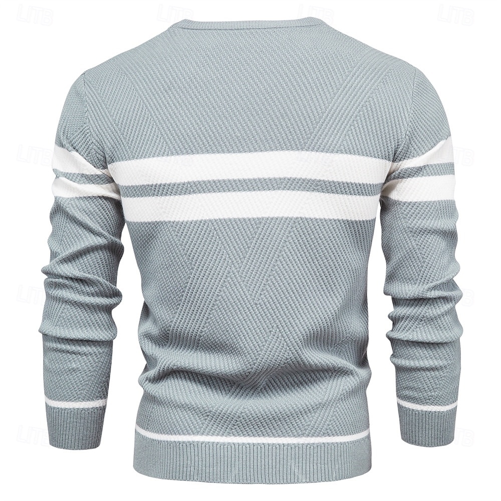 nieuwe herfsttrui herentrui o-hals patchwork lange mouw warme slanke truien heren casual mode trui herenkleding 2025 - $26.99 –P2