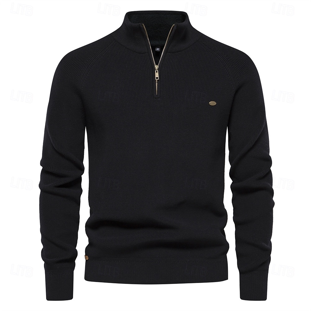 nouveaux cardigans à fermeture éclair en coton d'automne pour hommes mode décontracté social hommes pulls col haut chaud hiver pull tricoté hommes de 2025 ? $46.99 –P8