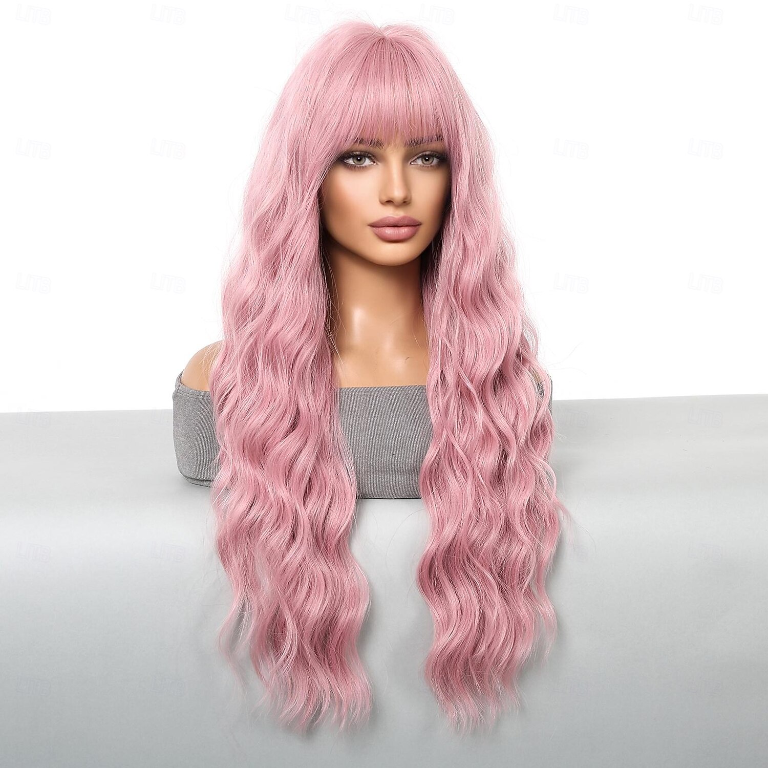 Synthetic Wig Uniforms Career Costumes Princess Curly Wavy Middle Part Layered Haircut With Bangs Machine Made Wig 26 inch Pink+Red Synthetic Hair Women's Cosplay Party Fashion Pink 2026 - $25.99 –P6