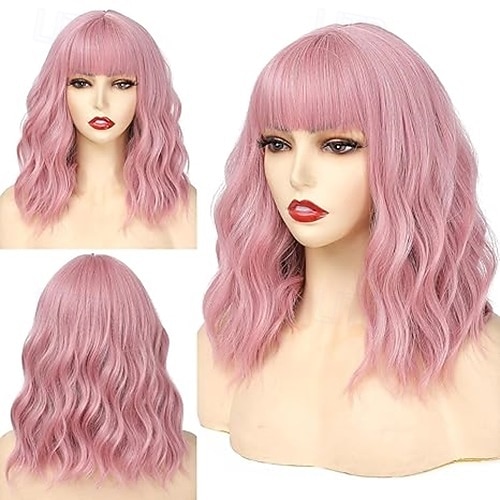 parrucche corte ondulate con frangia per donne parrucche caschetto ricce parrucche lunghe fino alle spalle per donne bianche parrucche sintetiche per costumi da donna con frangia per cosplay del 2025 a $21.99 –P5