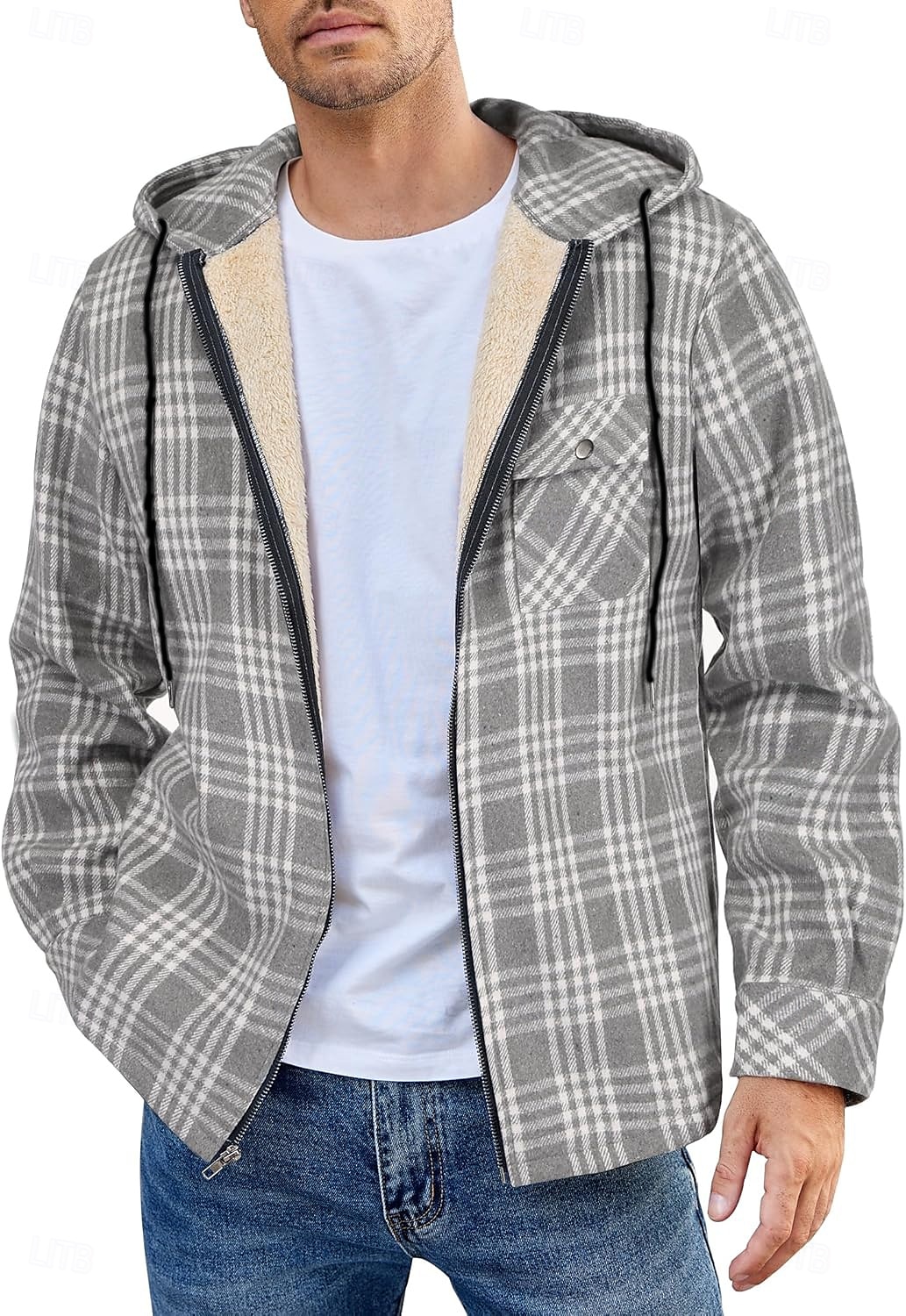 Herren Hemdjacke Kapuzenjacke Shacket Flanell-Fleecejacke Täglich Urlaub warm Mit Kapuze Herbst Winter Schottenstoff Kariert Modisch Strassenmode Kargen Standard Schwarz Dunkelrot Hellgrün Rote Blau 2025 - $60.99 –P11