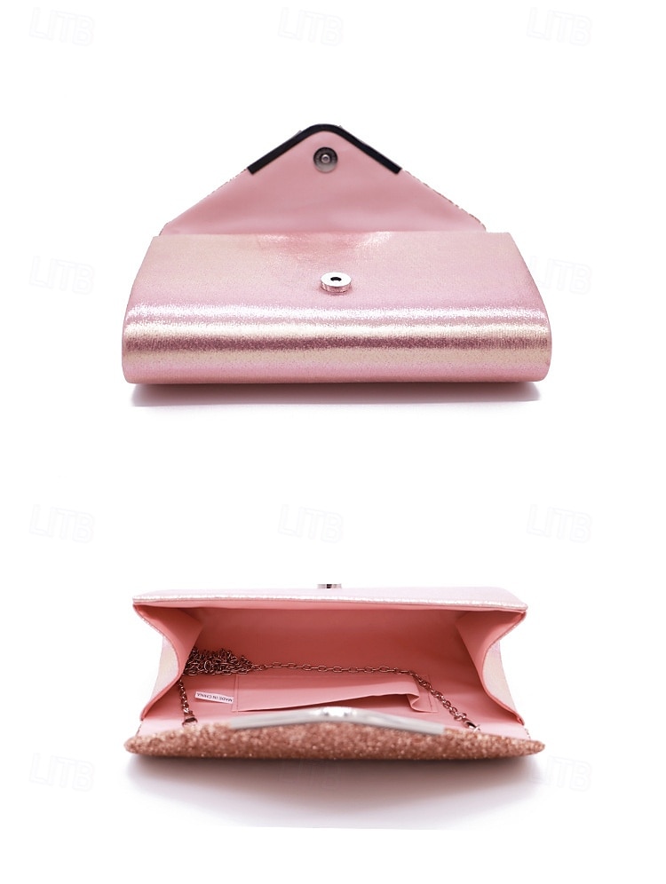 női crossbody táska clutch táskák pu bőr esti menyasszonyi esküvőre láncos csillogó fényű divat ezüst fekete rózsaszínben 2025 - $24.99 –P1
