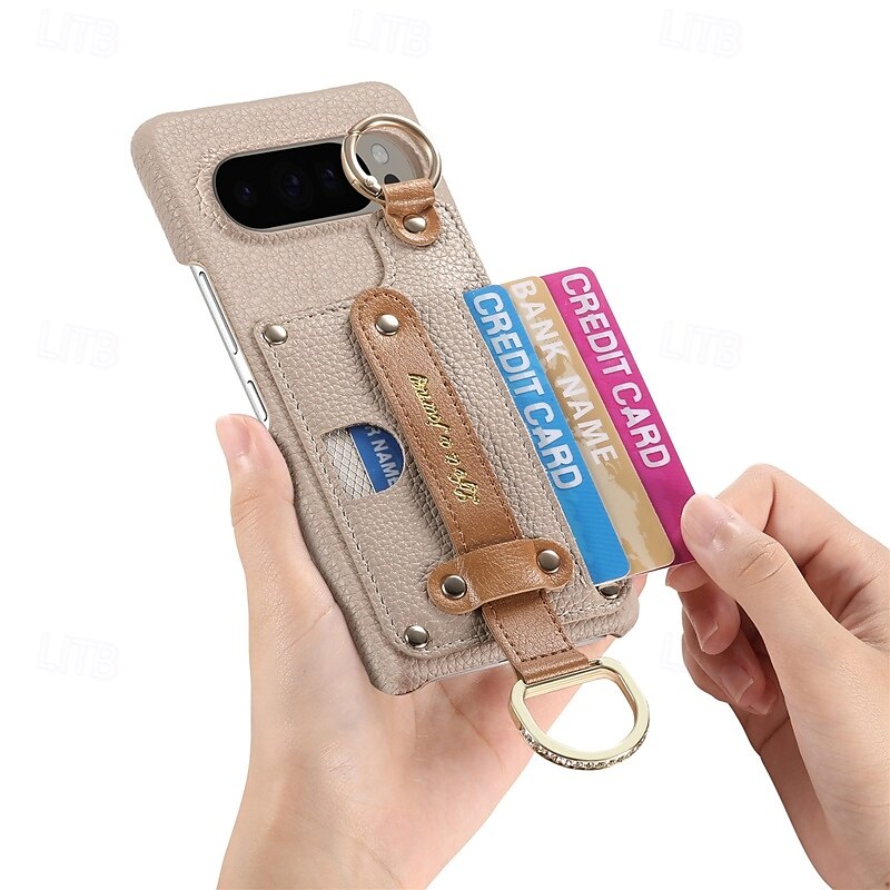 Handy Hülle Handyhüllen Für Pixel 9 Pro XL Pixel 8 Pro Rückseite mit Halterung mit Handschlaufe Kartenschlitz Retro TPU PU-Leder 2025 - $18.99 –P6