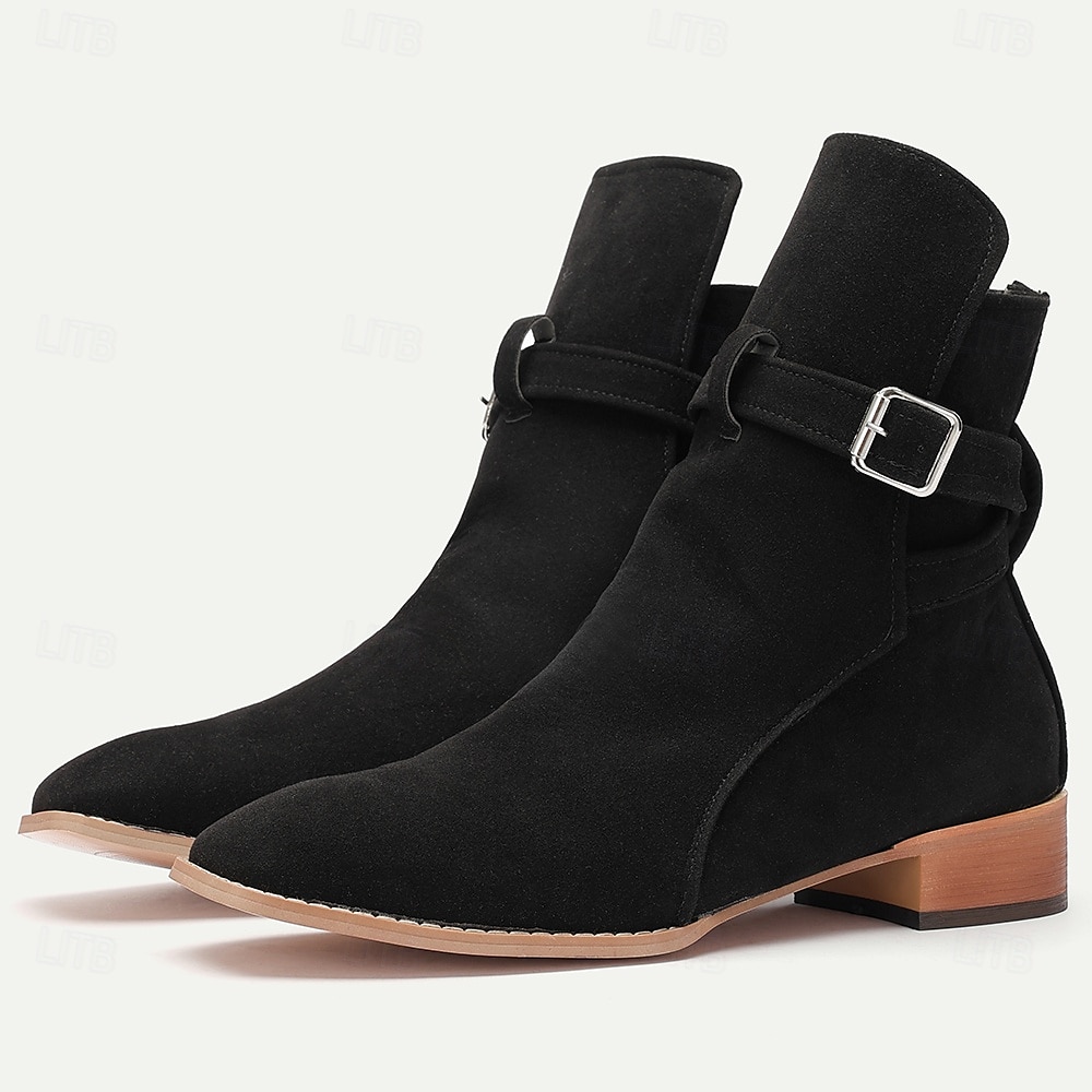 Herre jodhpur-støvletter i semsket skinn med spenne – klassiske ankelstøvletter for jobb, formelle arrangementer og elegant fritidsklær 2025 - $59.99 –P6