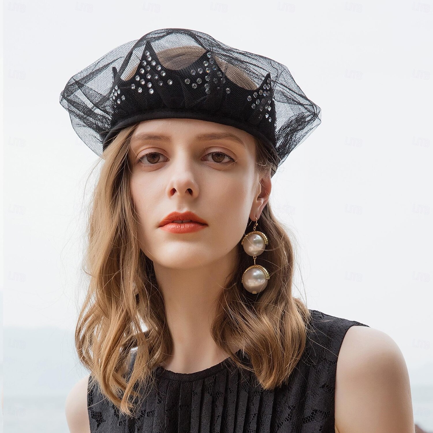 pokrývka hlavy vlákno baret klobouk poddajný klobouk cylindr svatební koktejl elegantní svatba s drahokamu hladká pokrývka hlavy pokrývka hlavy 2025 - $35.99 –P3