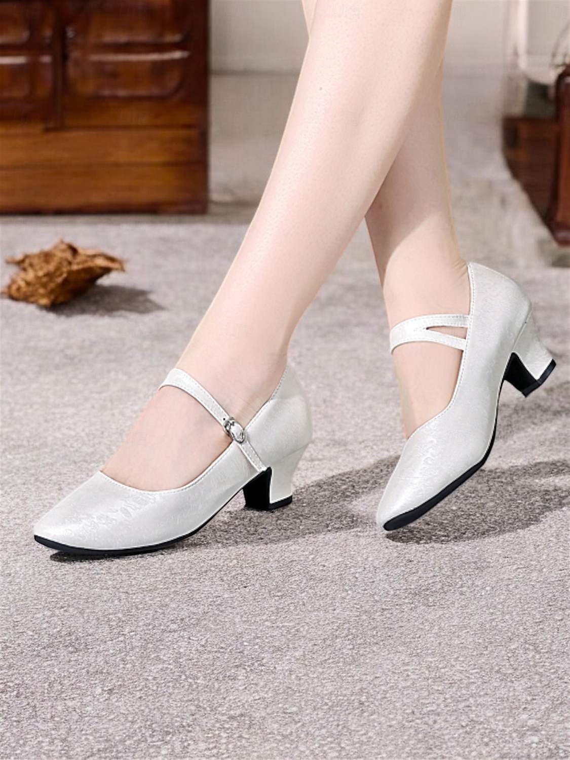scarpe da ballo vintage da donna modello mary jane verdi con motivo floreale jacquard e tacco a blocco, perfette per balli da sala, latino americani ed eventi formali del 2025 a $42.99 –P3