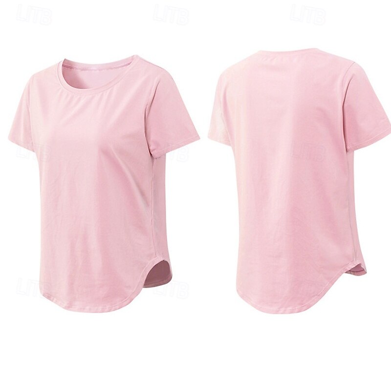 Damskie Běžecké tričko Krótki rękaw Tee Tshirt Codzienny Athleisure Solidne kolory Szybkie wysychanie Miękka Oddychający Trening w siłowni Chodzenie Jogging Odzież sportowa Odzież sportowa Morelowy 2025 - $18.99 –P19