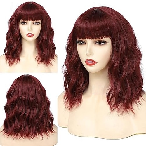parrucche corte ondulate con frangia per donne parrucche caschetto ricce parrucche lunghe fino alle spalle per donne bianche parrucche sintetiche per costumi da donna con frangia per cosplay del 2025 a $21.99 –P2
