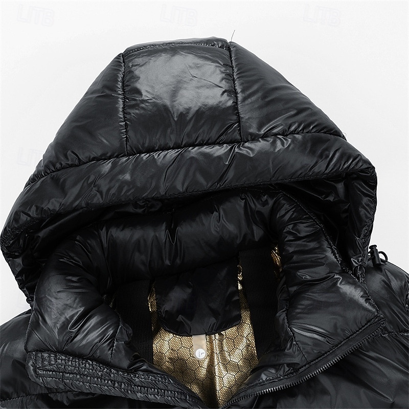 Men's Winter Coat Puffer Jacket Padded Zipper Pocket Polyster Pocket Outdoor Long Fashion Casual Thermal Warm Windproof Winter Plain Black Puffer Jacket 2026 - $91.99 –P5
