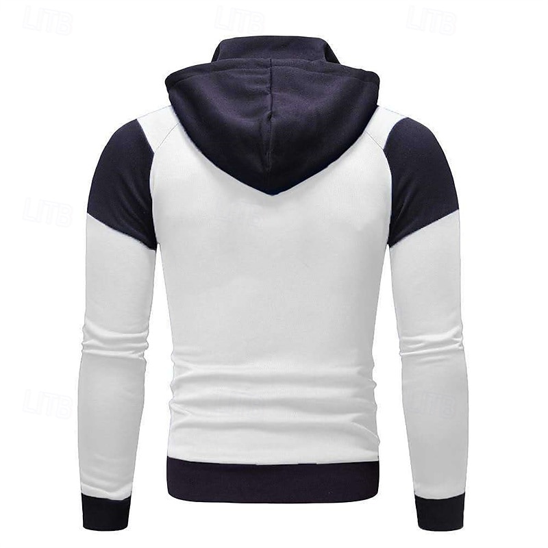 Herren Vollreißverschluss-Kapuzensweatshirt Reißverschluss Kapuzensweatshirt Fleece Kapuzensweatshirt Weiß Rote Blau Grau Mit Kapuze Farbblock Reißverschluss Patchwork Tasche Sport & Outdoor Täglich 2026 - $24.99 –P5