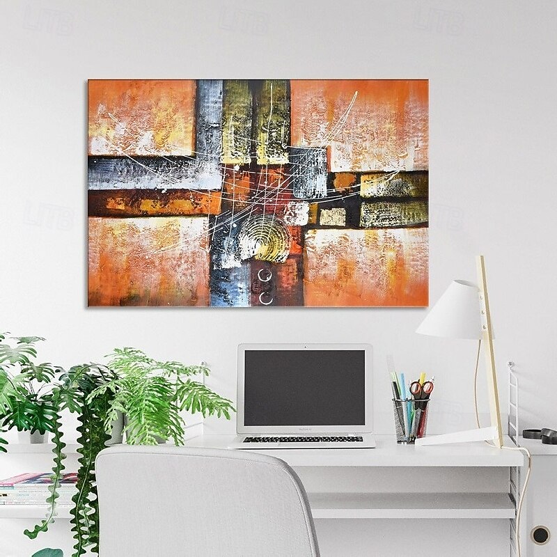 handmade Abstract Orange Paintings On Canvas handpainted Rich Textured ...