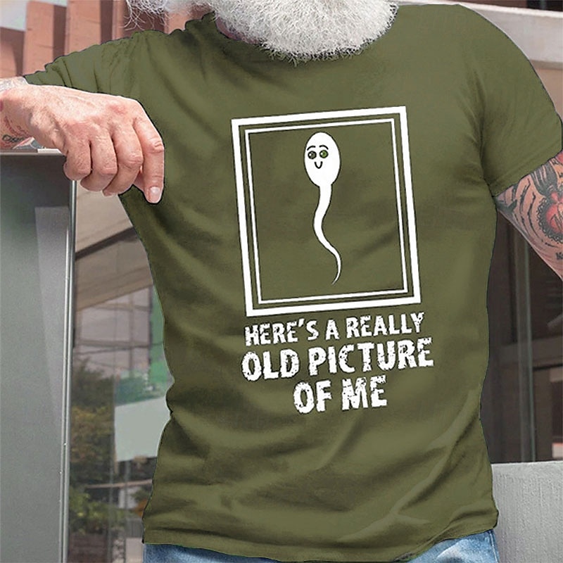 Funny Men's Graphic T-Shirt - 'Here's A Really Old Picture Of Me' Sperm Cell Humor Tee 2025 - $15.99 -P5