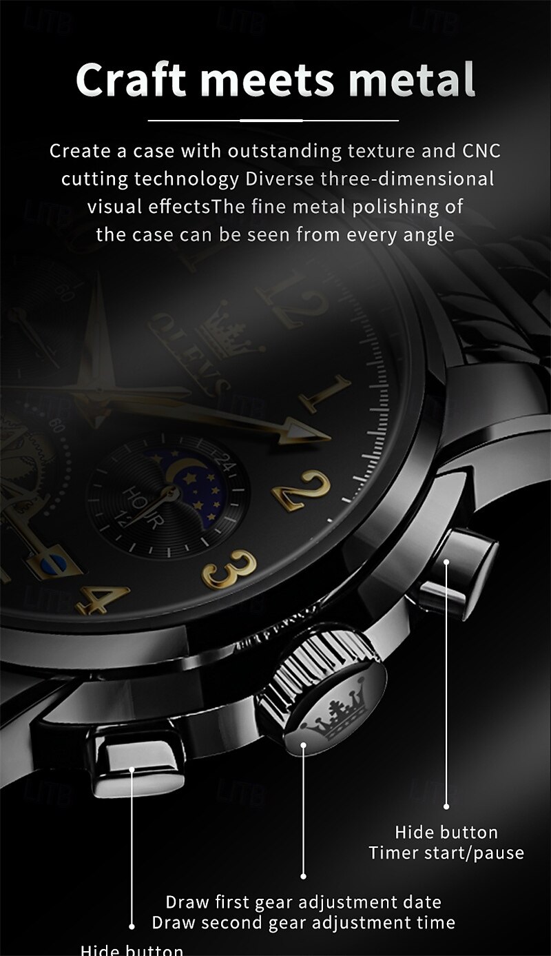 New Olevs Brand Trend Fashion Men'S Watches Luminous Chronograph Digital Scale Multifunction Waterproof Simple Quartz Watch Men'S Wristwatch 2025 - $32.99 –P2
