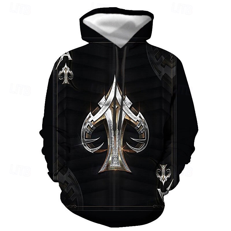 Per uomo Pop art Carte francesi Felpa con cappuccio Felpe Felpa Felpa con cappuccio Manica lunga Felpa con cappuccio Con cappuccio Streetwear Stampa 3D Informale Giornaliero Argento Nero Stampa del 2025 a $31.99 –P7