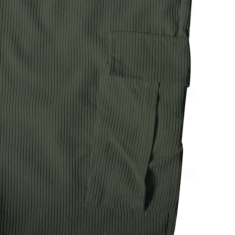Men's Cargo Pants Corduroy Pants Trousers Straight Leg Sweatpants Elastic Waist Drawstring Multi Pocket Plain Wearable Outdoor Daily Camping & Hiking Fashion Classic Black Army Green 2026 - $28.99 –P4