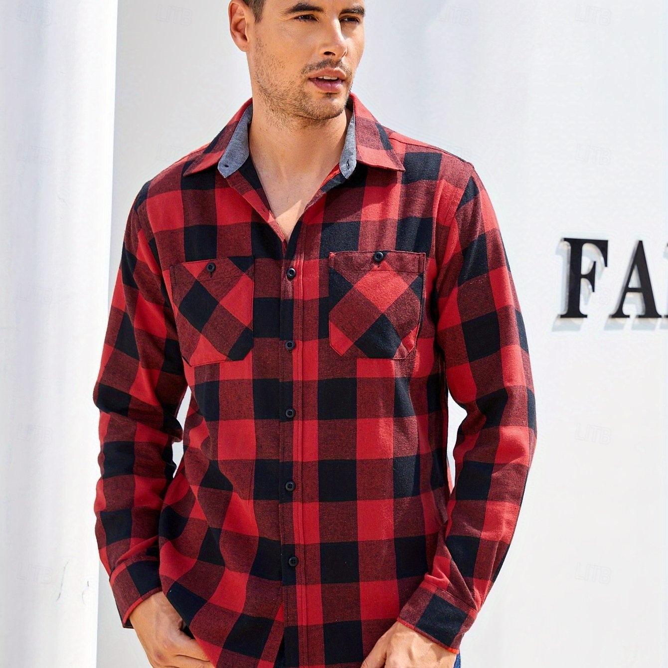 Per uomo Camicia Camicia di flanella Sovracamicia A quadri Esterno Strada Nero Bianco Rosso Blu marino Manica lunga Colletto Primavera & Autunno Abbigliamento del 2025 a $30.99 –P2