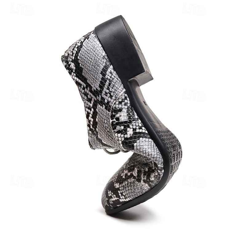 sapatos sociais masculinos com cadarço e estampa de cobra - sapatos oxford formais com padrão exótico para festas e eventos de 2025 por $54.99 –P3