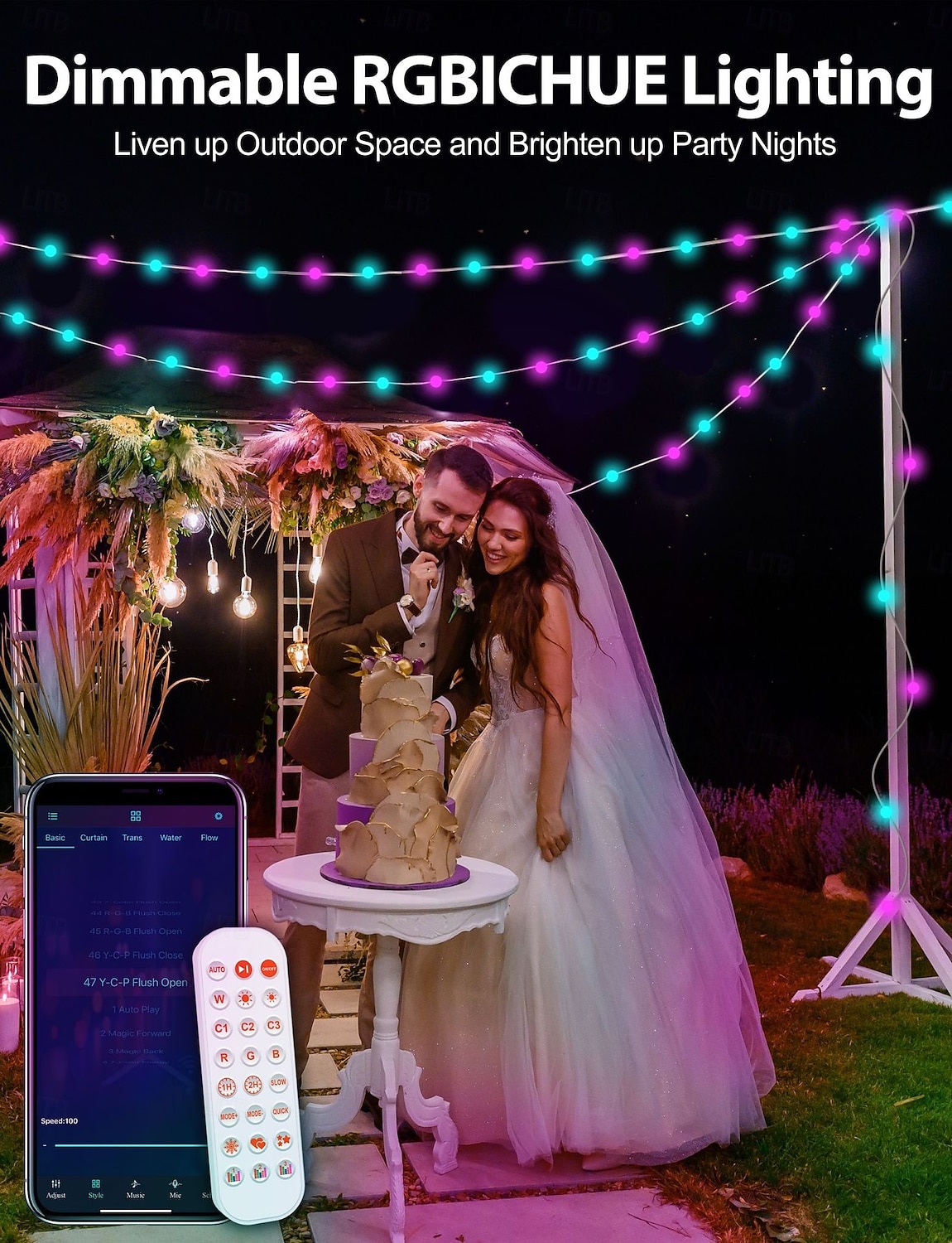 elegante bruiloft receptie feest tuya wifi smart bluetooth kleurrijke bal lichtsnoer usb aangedreven 5-20m voor huis tuin decoratie 2025 - $20.99 –P5
