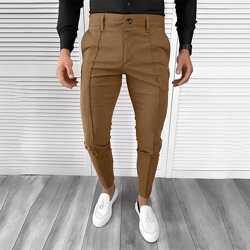 Per uomo pantaloni della tuta Pantaloni affusolati Pantaloni Chino Bottoni Tasche Liscio Comfort Formale Feste Ufficio Di tendenza Classico Nero Bianco Media elasticità del 2025 a $32.99 –P9