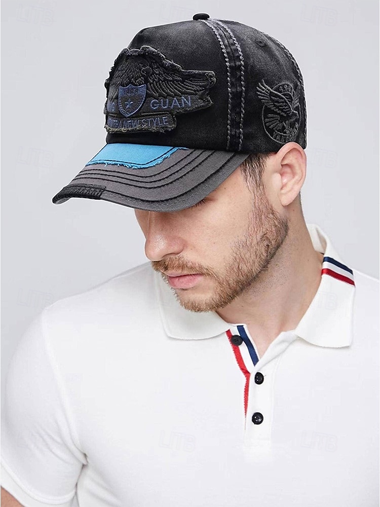 Vintage Distressed Baseball Cap with Embroidered Eagle Patch – Men's Casual Outdoor Hat for Sports and Fashion 2025 - $18.99 –P2