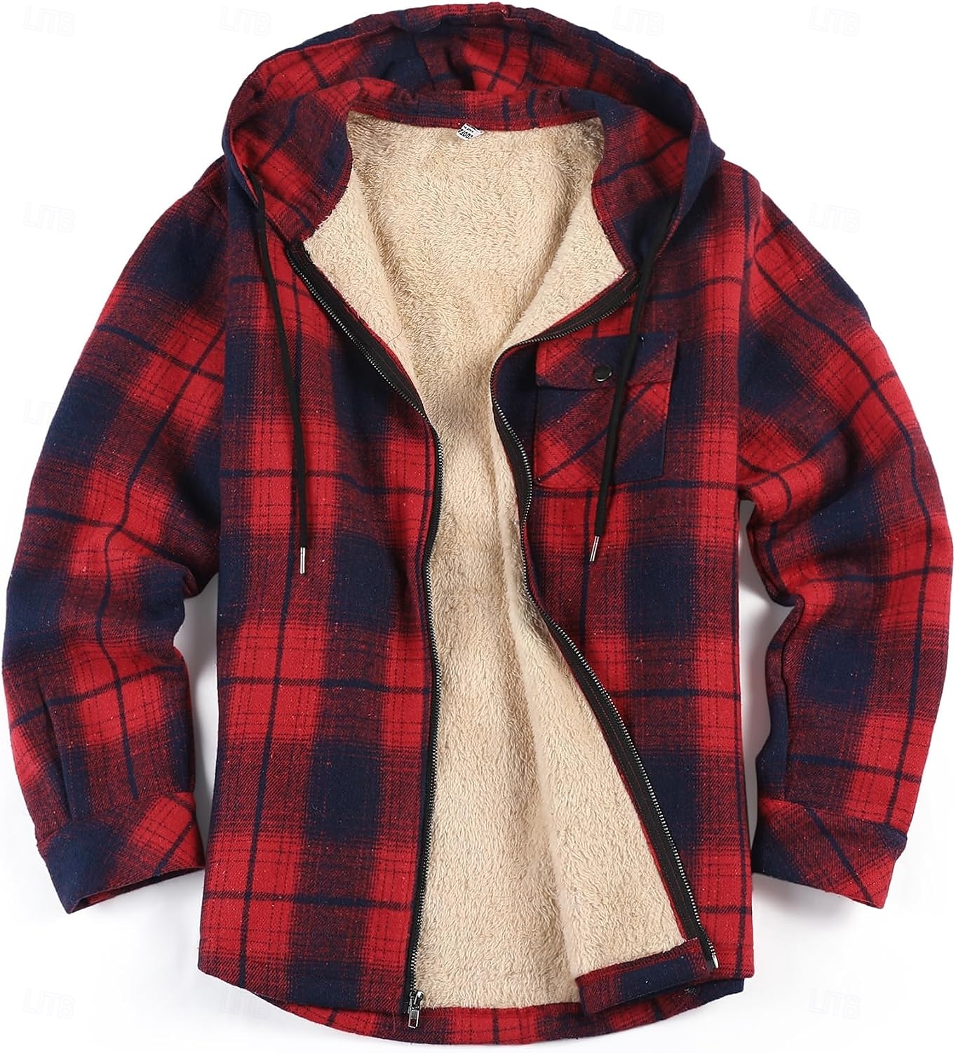 Herren Hemdjacke Kapuzenjacke Shacket Flanell-Fleecejacke Täglich Urlaub warm Mit Kapuze Herbst Winter Schottenstoff Kariert Modisch Strassenmode Kargen Standard Schwarz Dunkelrot Hellgrün Rote Blau 2025 - $60.99 –P32