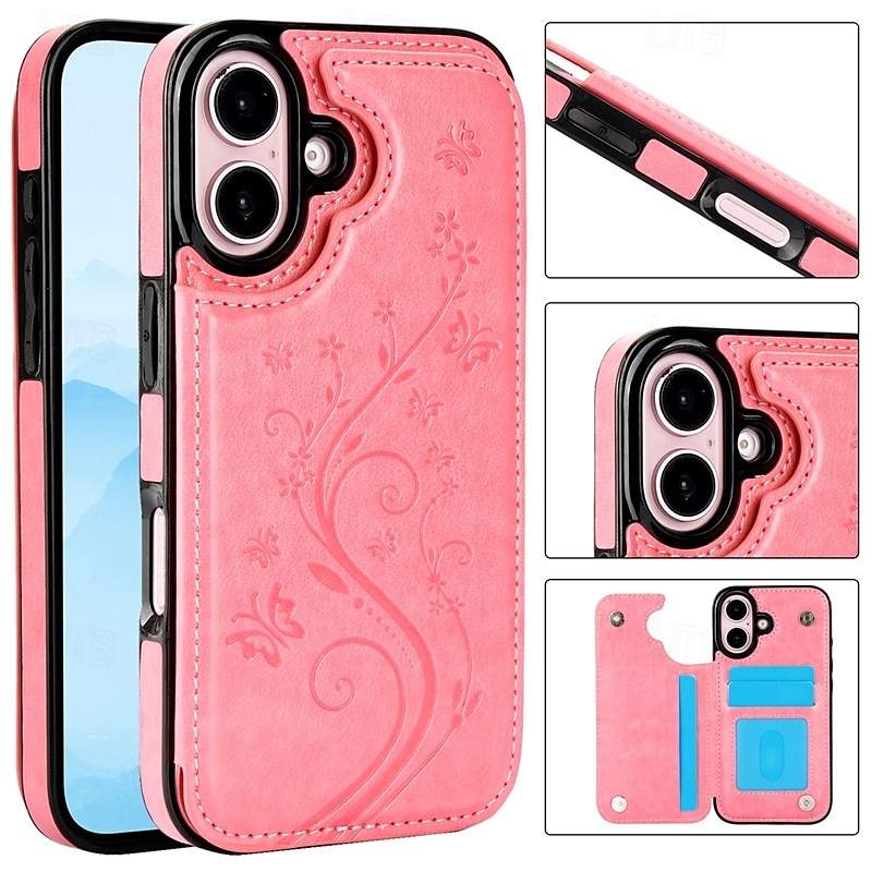 2025年 電話 ケース 用途 iPhone 16 Pro Max プラス iPhone 15 プロマックスプラス iPhone 14 13 12 11 Pro Max Plus Mini SE バックカバー スタンド付き カード挿入口 耐衝撃 レトロ風 TPU PUレザー コレクション – $18.99 –P13