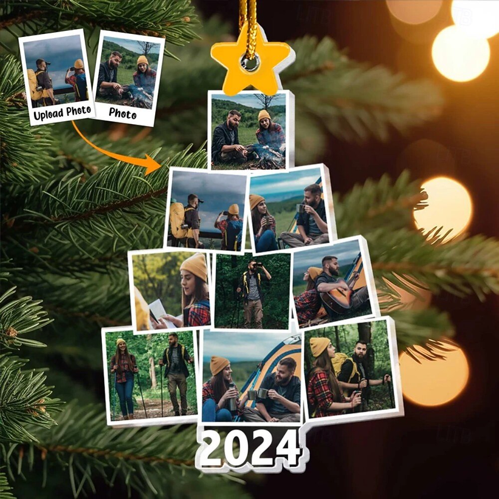 Spersonalizowana ozdoba choinkowa z zdjęciem z campingu akrylowa ramka 2D dekoracja choinkowa prezenty dla rodziny i przyjaciół 2025 - $15.99 –P2